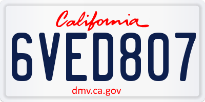 CA license plate 6VED807