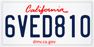 CA license plate 6VED810