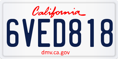 CA license plate 6VED818