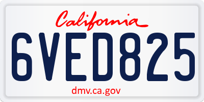 CA license plate 6VED825