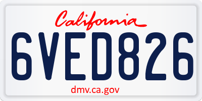 CA license plate 6VED826