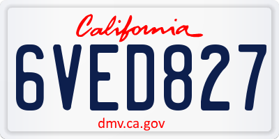 CA license plate 6VED827