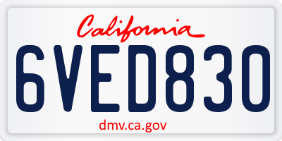 CA license plate 6VED830