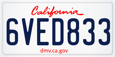 CA license plate 6VED833