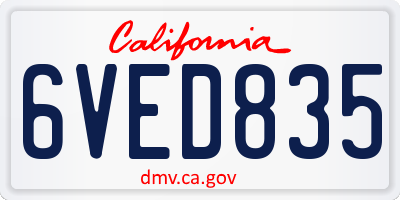 CA license plate 6VED835