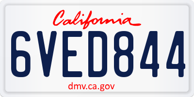 CA license plate 6VED844