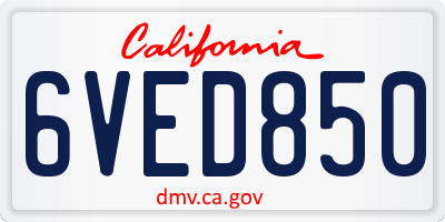 CA license plate 6VED850