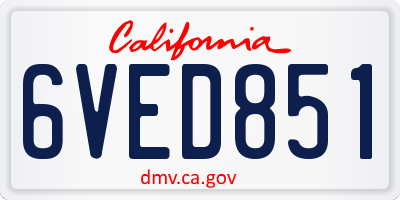 CA license plate 6VED851