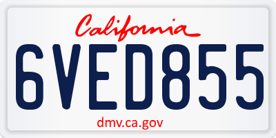 CA license plate 6VED855