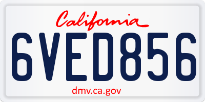 CA license plate 6VED856