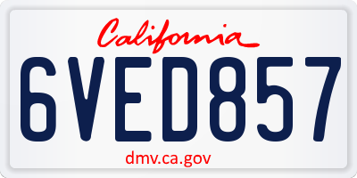 CA license plate 6VED857