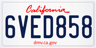 CA license plate 6VED858
