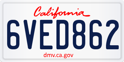 CA license plate 6VED862