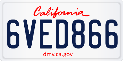 CA license plate 6VED866