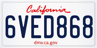 CA license plate 6VED868