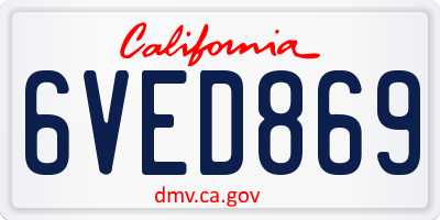 CA license plate 6VED869