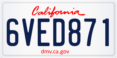 CA license plate 6VED871