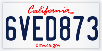 CA license plate 6VED873