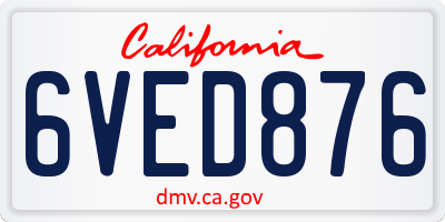 CA license plate 6VED876