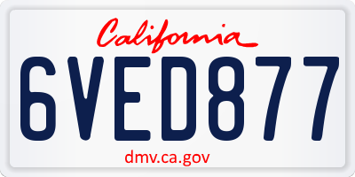 CA license plate 6VED877