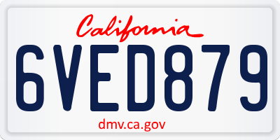 CA license plate 6VED879