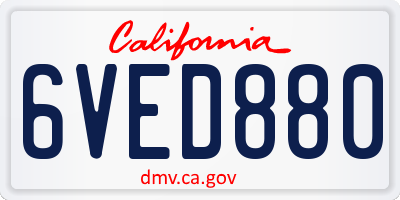 CA license plate 6VED880