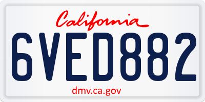 CA license plate 6VED882
