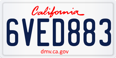 CA license plate 6VED883