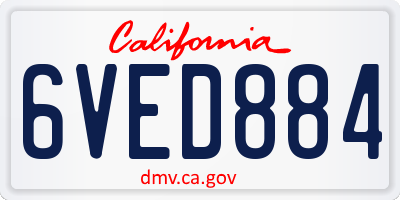 CA license plate 6VED884