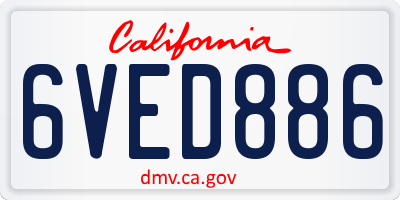 CA license plate 6VED886