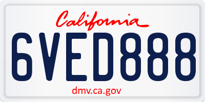 CA license plate 6VED888