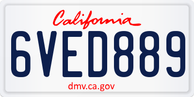 CA license plate 6VED889