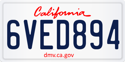 CA license plate 6VED894