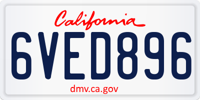 CA license plate 6VED896