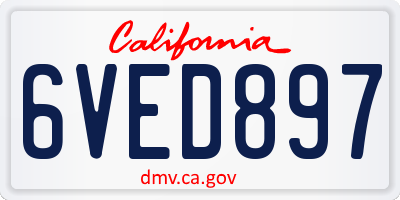 CA license plate 6VED897