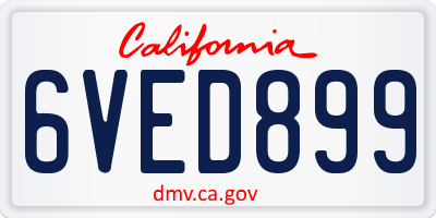 CA license plate 6VED899