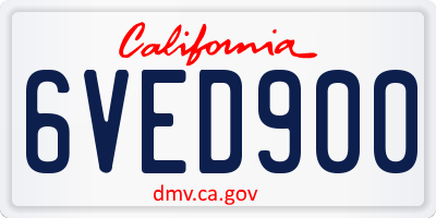 CA license plate 6VED900