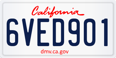 CA license plate 6VED901