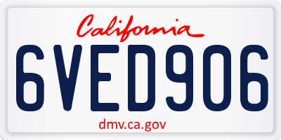 CA license plate 6VED906