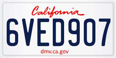 CA license plate 6VED907