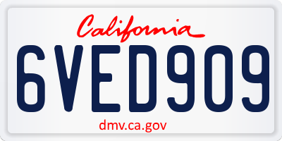 CA license plate 6VED909