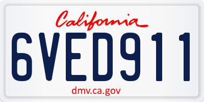 CA license plate 6VED911