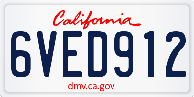 CA license plate 6VED912