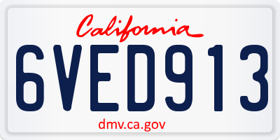 CA license plate 6VED913