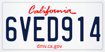 CA license plate 6VED914