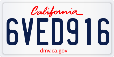 CA license plate 6VED916