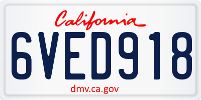 CA license plate 6VED918