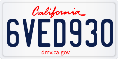 CA license plate 6VED930