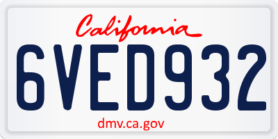 CA license plate 6VED932