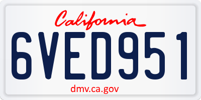 CA license plate 6VED951